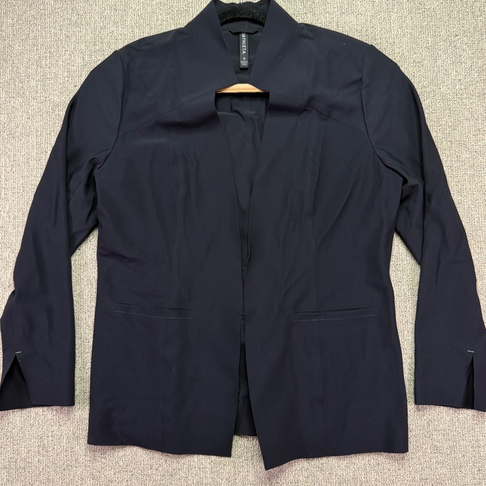 Athleta Black Cosmic Blazer Jacket Size S Open Front Stretch Office Travel